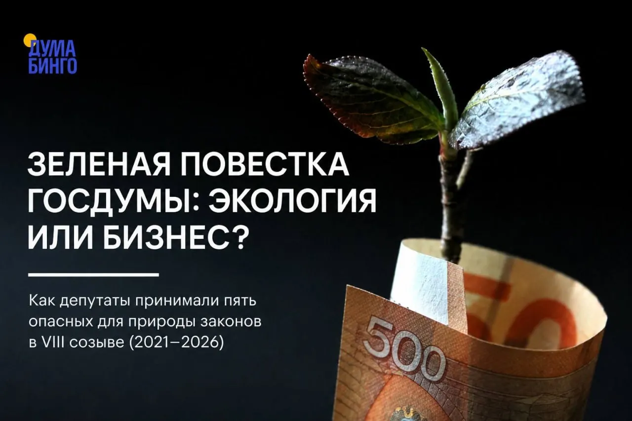 Анализ законодательных инициатив последних лет показывает, что ряд законов и поправок снижает природоохранные механизмы — от ограничения общественной экологической экспертизы до упрощённой добычи редких видов.
