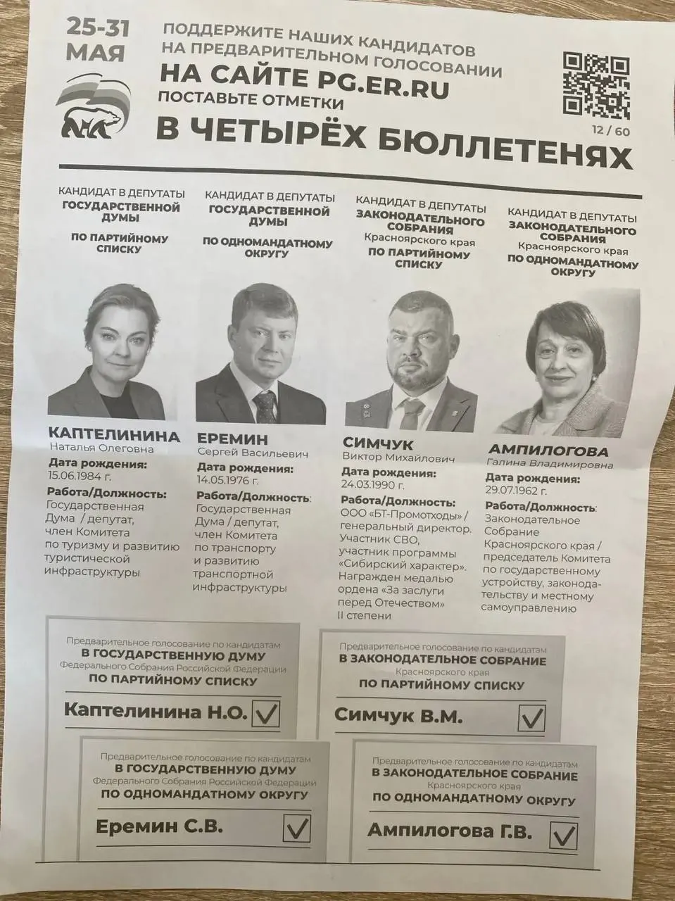 В администрациях ряда регионов рассылают письма и требуют отчёты о участии в предварительном голосовании «Единой России». В Красноярском крае в рассылках называют конкретного кандидата с упоминаниями об участии в СВО.
