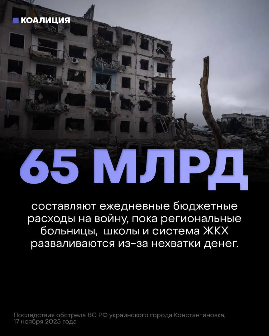 В проекте бюджета на ближайшие три года на военные нужды заложено 13 триллионов рублей — почти вдвое больше, чем выделено на здравоохранение, пенсии и образование. Это ослабляет защиту инфраструктуры и бьёт по обычным людям.