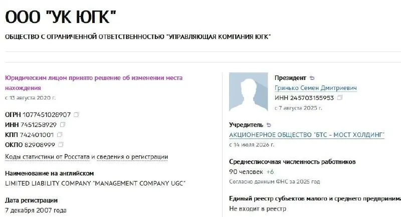 АО «БТС‑Мост Холдинг» Руслана Байсарова приобрело пакет активов ЮГК, ранее национализированных у Константина Струкова; сделка состоялась в ходе повторного аукциона.